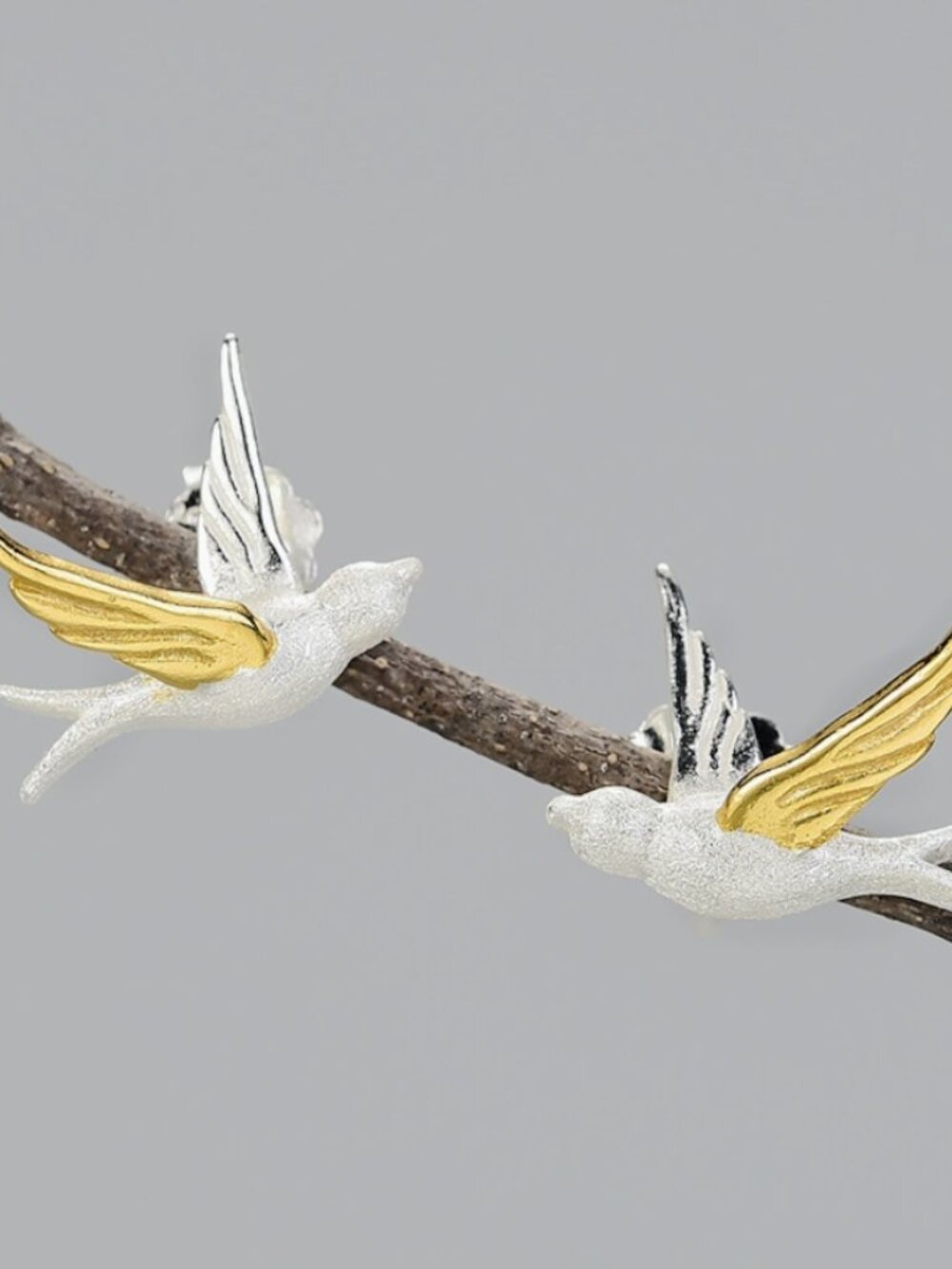 925 Sterling Silver flying Bird Earrings studs for her Minimalist Earrings Studs